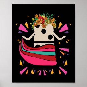 Affiche Danser Train Mexicain Domino Tile Fleurs Drôle Ga