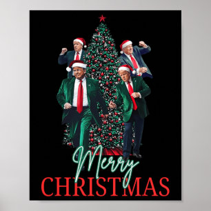 Affiche Danser Trump Père Noël Joyeux Noël à la maison de