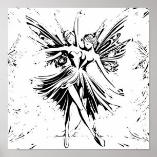 Affiche Danses fées Dessin noir et blanc