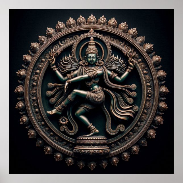 Affiche Danseur cosmique Nataraja Art de Lord Shiva (Devant)