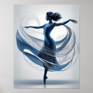 Affiche Danseur de ballet bleu Ethereal Grace en mouvement