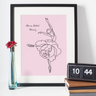 Affiche Danseur De Ballet De Fleur Avec Touche Florale