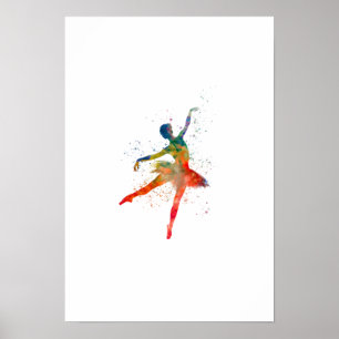 Affiche Danseur de ballon classique aquarelle
