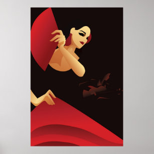 Affiche Danseur de flamenco espagnol avec ventilateur. noi