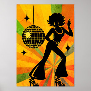 Affiche Danseur Disco Rétro des Années 70