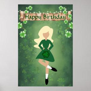 Affiche Danseur irlandais avec cheveux blonds Bonne danse 
