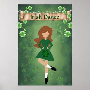 Affiche Danseur irlandais avec cheveux Brown   Danse irlan