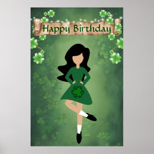 Affiche Danseur irlandais avec cheveux noirs Joyeuse danse