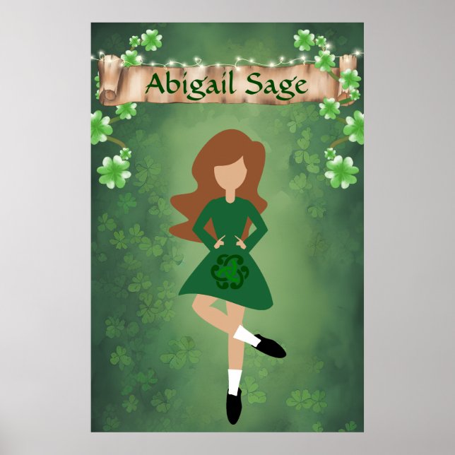 Affiche Danseur irlandais personnalisé avec danse Brown de (Devant)