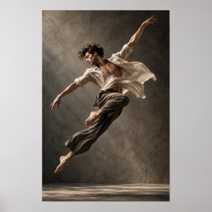 Affiche Danseur masculin en saut aérien Figuratif contempo