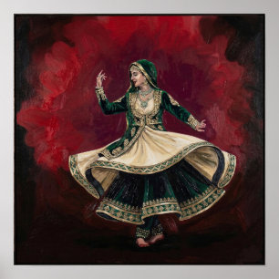 Affiche Danseur royal de Kathak Art contemporain fin Patri