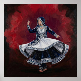Affiche Danseur royal de Kathak Art fin contemporain Patri