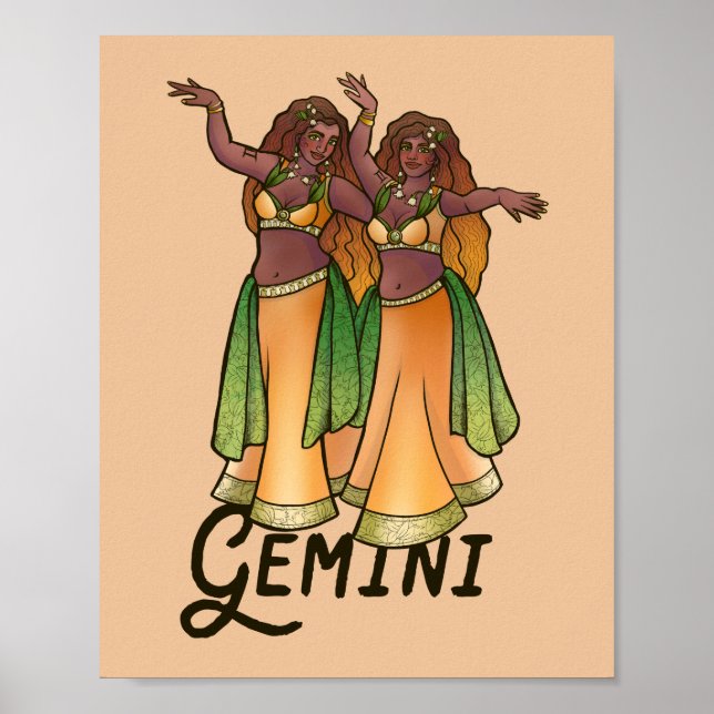 Affiche Danseurs de Belly Gemini Zodiac Bellydance Art (Devant)