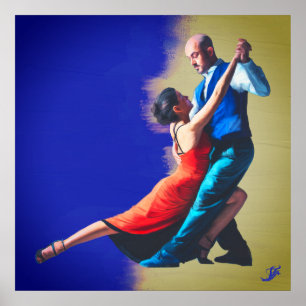 Affiche Danseurs de tango - peinture à la main 