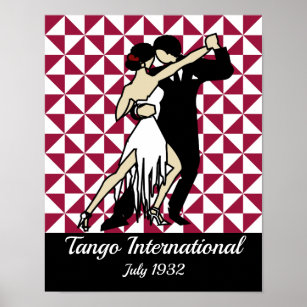 Affiche Danseurs de tango sur Arrière - plan géométrique d