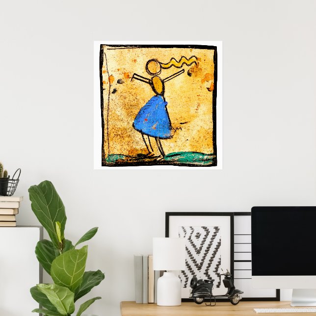 Affiche Danseuse à la jupe bleue peinture d'Egon Schiele (Bureau à domicile)