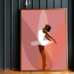 Affiche Danseuse afro-américaine ballerine noire minimalis