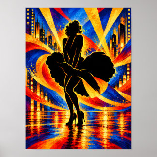 Affiche Danseuse avec silhouette de robe fluide
