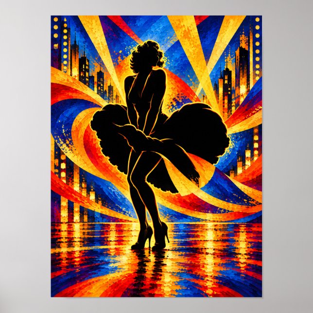 Affiche Danseuse avec silhouette de robe fluide (Devant)