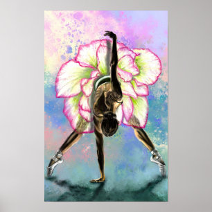 Affiche Danseuse Ballerine Femme Fleur