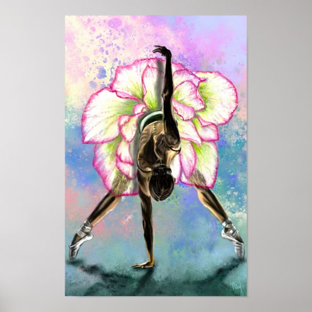 Affiche Danseuse Ballerine Femme Fleur (Devant)