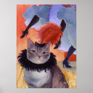 Affiche Danseuse de Cabaret Can-Can Chat