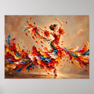 Affiche Danseuse de Flamenco Feuilles d'Automne Art