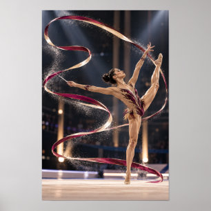 Affiche Danseuse de ruban de gymnastique rythmique Élégant