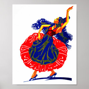 Affiche Danseuse flamenco art dame espagnole