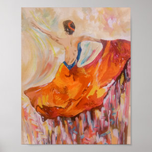 Affiche Danseuse flamenco en imprimé rouge