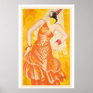 Affiche Danseuse Flamenco Espagnole  Espagne Publicité Vin