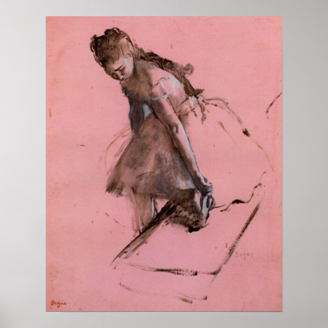 Affiche Danseuse glissant sur sa chaussure par Edgar Degas (Devant)