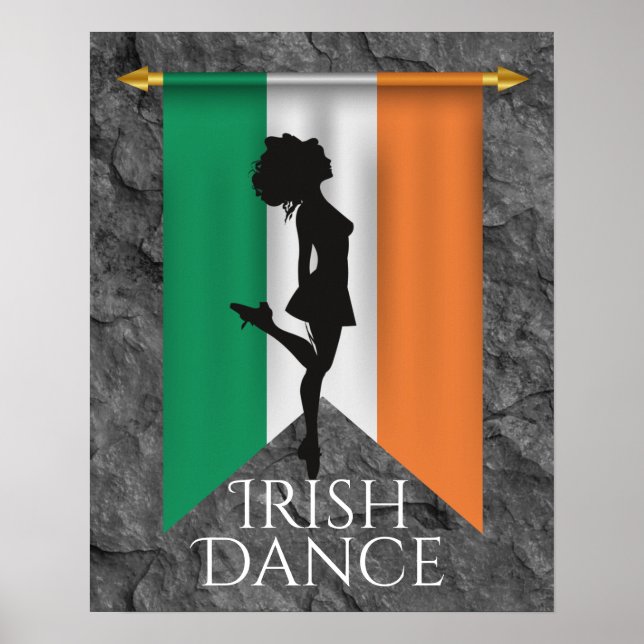 Affiche Danseuse irlandaise et Drapeau irlandais Dance de  (Devant)