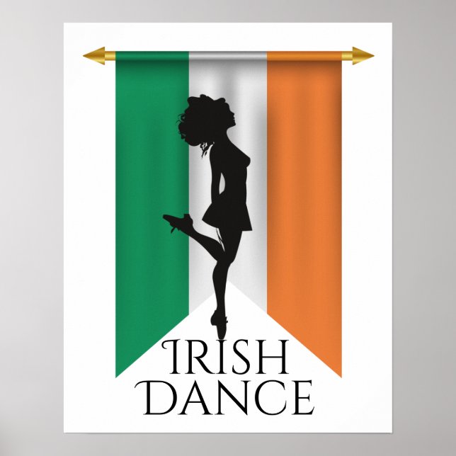 Affiche Danseuse irlandaise et Drapeau irlandais Dance de  (Devant)