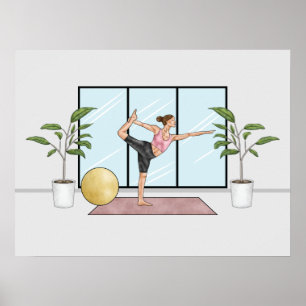 Affiche Danseuse Pose Yoga Natarajasana Équilibre Entraîne