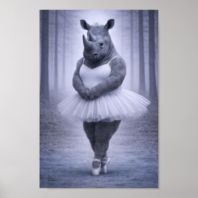 Affiche Danseuse rhino dans une forêt brumeuse (Devant)