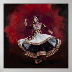 Affiche Danseuse royale de Kathak Art contemporain fin Pat