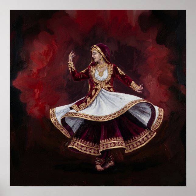Affiche Danseuse royale de Kathak Art contemporain fin Pat (Devant)