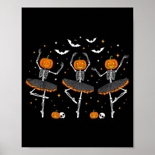 Affiche Danseuses de ballet squelette de citrouille filles