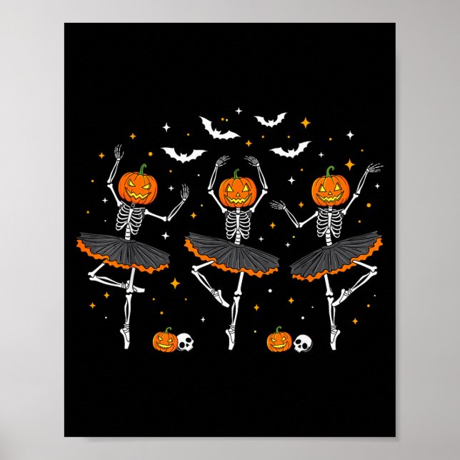 Affiche Danseuses de ballet squelette de citrouille filles (Devant)