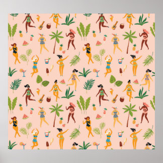 Affiche Danseuses, motif feuille de palmier.