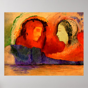 Affiche Dante et Beatrice, oeuvre d'Odilon Redon,