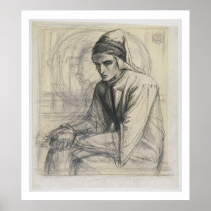 Affiche Dante in Meditation Holding a Pomegranate, c.1852