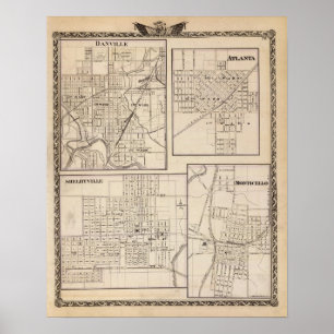 Affiche Danville, Shelbyville, Atlanta et Monticello