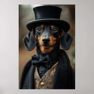 Affiche Dapper Dachshund dans l'élégante cour victorienne
