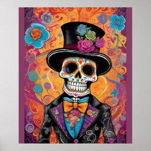 Affiche Dapper Skull Skeleton : Jour des morts