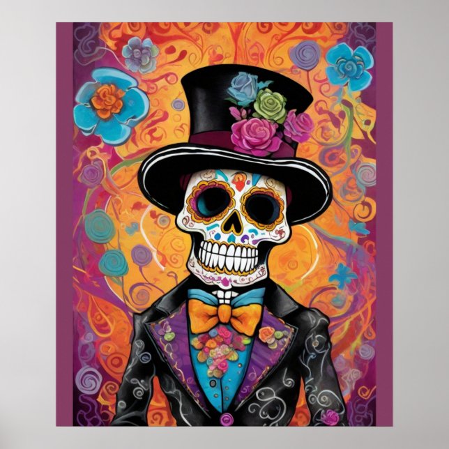Affiche Dapper Skull Skeleton : Jour des morts (Devant)