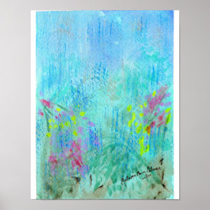 Affiche d'aquarelle d'abrégé sur pluie d'été