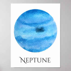 Affiche d'aquarelle de planète de Neptune