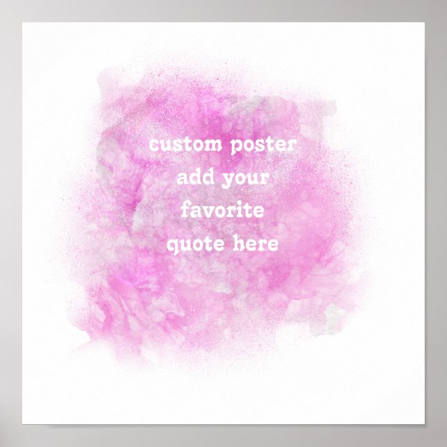 affiche d'aquarelle rose et blanc ajoutez votre ci (Devant)